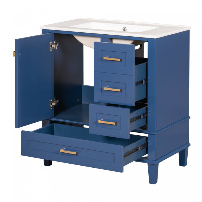 Olivia 30\" Bathroom Vanity with Sink Combo and Storage Drawers,Blue
