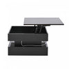 Oliver Lift-Top Coffee Table with LED Lighting and 2 Drawers,Black | Oliver table basse relevable – table avec eclairage LED et 2 tiroirs, noir