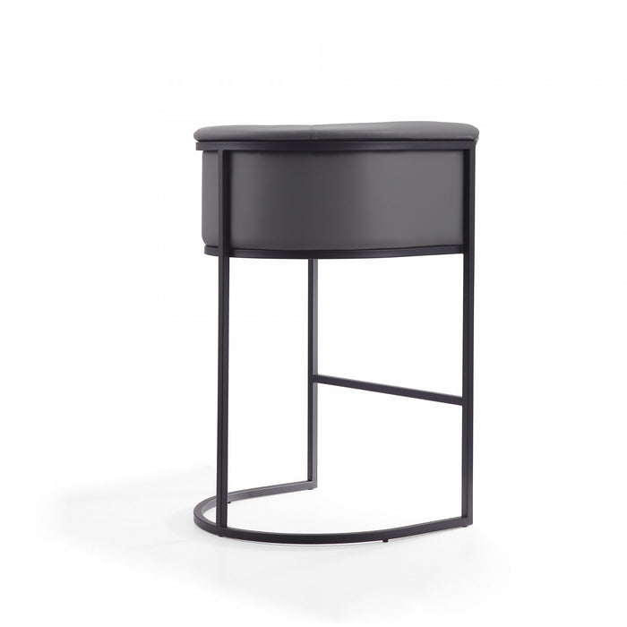 Cosmopolitan Mid-Century Modern Metal Upholstered Barstool in Gray - Set of 3 Bar Stool