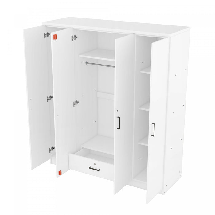 Christ 59.2\" 4-door Wooden Wardrobe With Drawer And Hanging Storage, White
