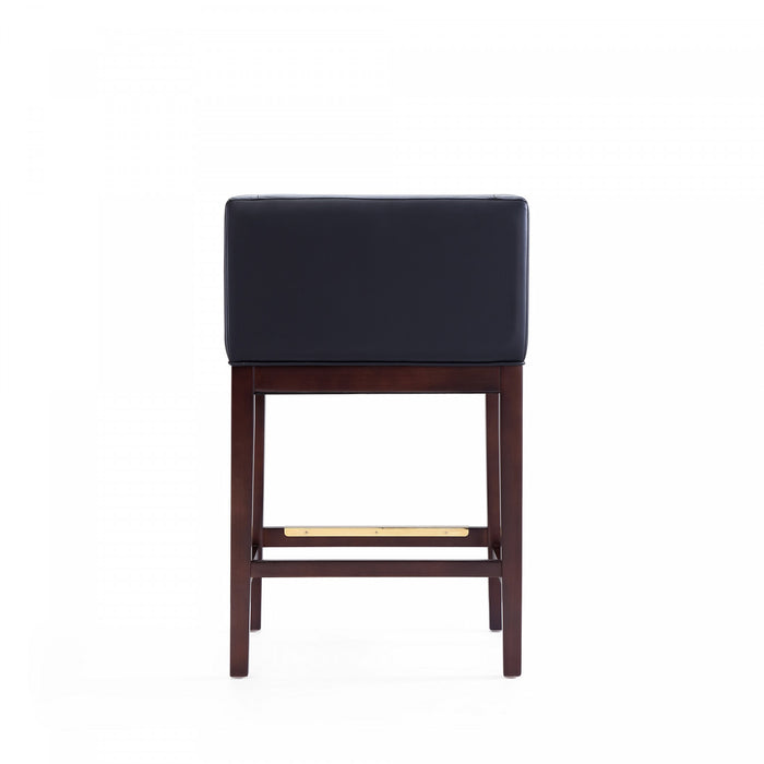 Kingsley Mid-Century Modern Wood Upholstered Counter Stool in Black - Set of 2