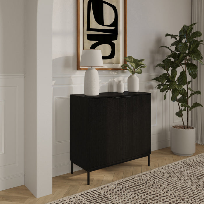 Nordika Slim 2-Door Storage Cabinet - Black