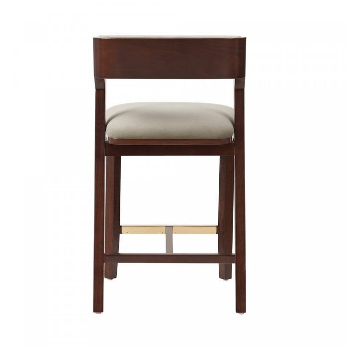 Patricia Modern Wood Upholstered Counter Stool in Linen Bar Stool