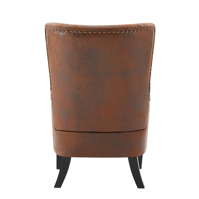 Havenwood HI-BACK Studded Accent Chair with Nailhead Trim, Brown