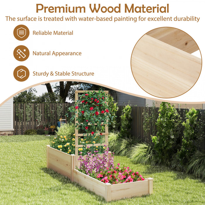 Costway 87\" Raised Garden Bed With Trellis 2 Planter Boxes Open-ended Base For Patio