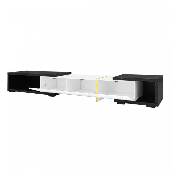 Liam 55.1\"–102\" Modern TV Cabinet with Adjustable Length and Rotating Function,Black Tv Stand