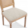 Oliver Solid Wood Rubberwood Dining Chair Set of 2 with Upholstered Seat Cane Backrest and Fluted Legs,Beige | Oliver lot de 2 chaises de salle a manger en bois massif (hevea) avec assise rembourree, dossier en cannage et pieds canneles, beige