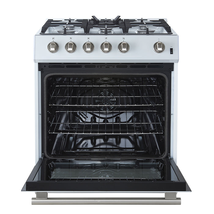 Forno Leonardo Espresso 30\" White Gas Range, 5 cu.ft Convection Oven-FFSGS1116-30WHT