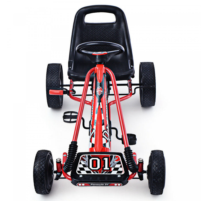 Costway 4 Wheels Kids Ride On Pedal Powered Bike Go Kart Racer Car Play Toy Red