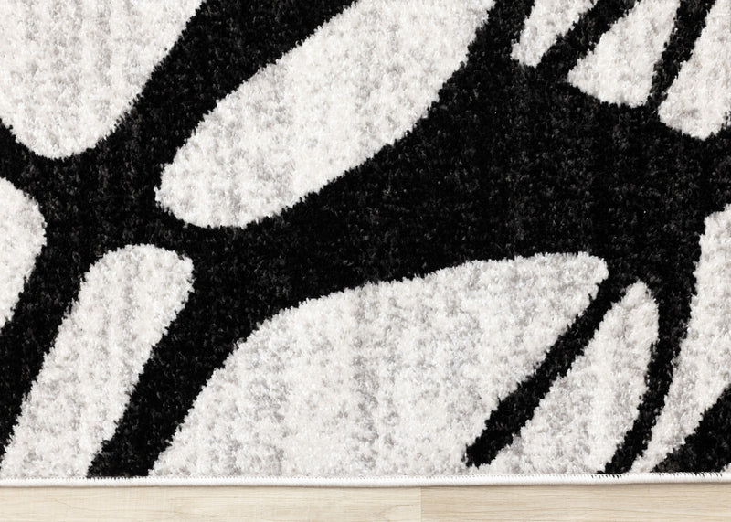 Emmett Grey Black Drizzle Swirl Rug, 7'10\" x 10'6\" Indoor Area Rug