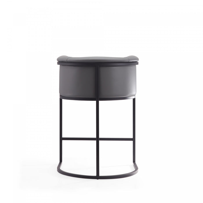 Cosmopolitan Mid-Century Modern Metal Upholstered Counter Stool in Gray - Set of 2 Bar Stool