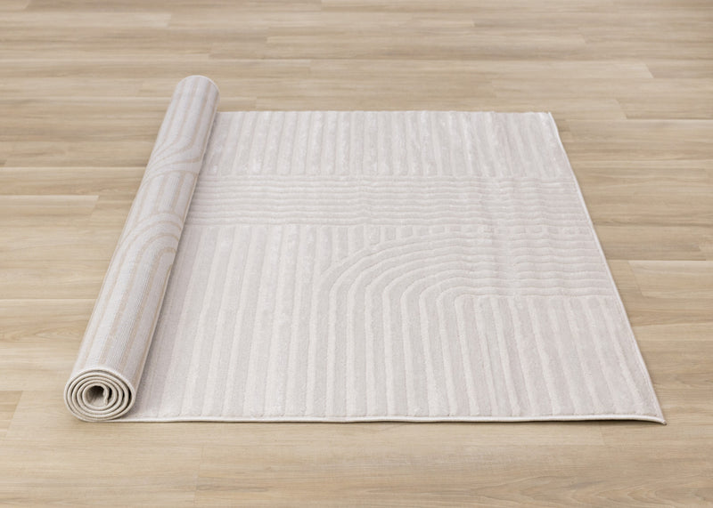 Leonardo White Grey Modern Lines Area Rug - 5'3\" x 7'7\"