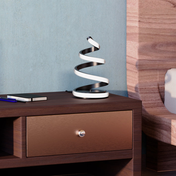 16\" Matte Black Spiral LED Table Lamp