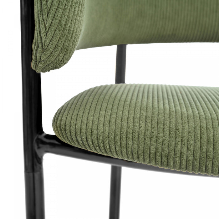 Ethan Set of 4 Modern Corduroy Upholstery Side Chair with Angled Legs and Adjustable Feet,Green Dining Chair