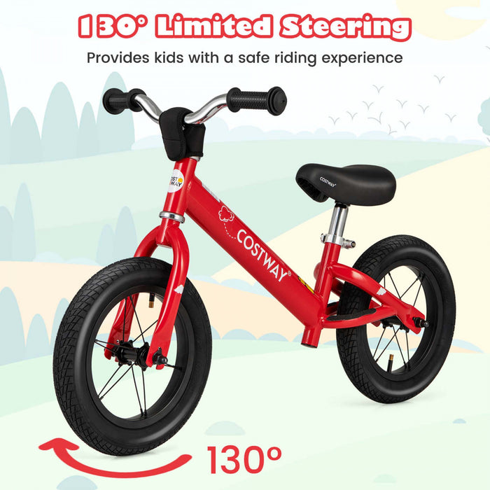 Costway 12 Inch Toddler Balance Bike No Pedal Training Bicycle With Inflatable Rubber Tires Red
