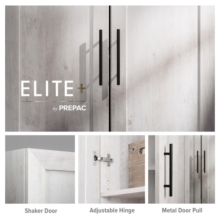 Elite Accent Storage Cabinet with Panel Doors & 3 Shelves - Rustic White 