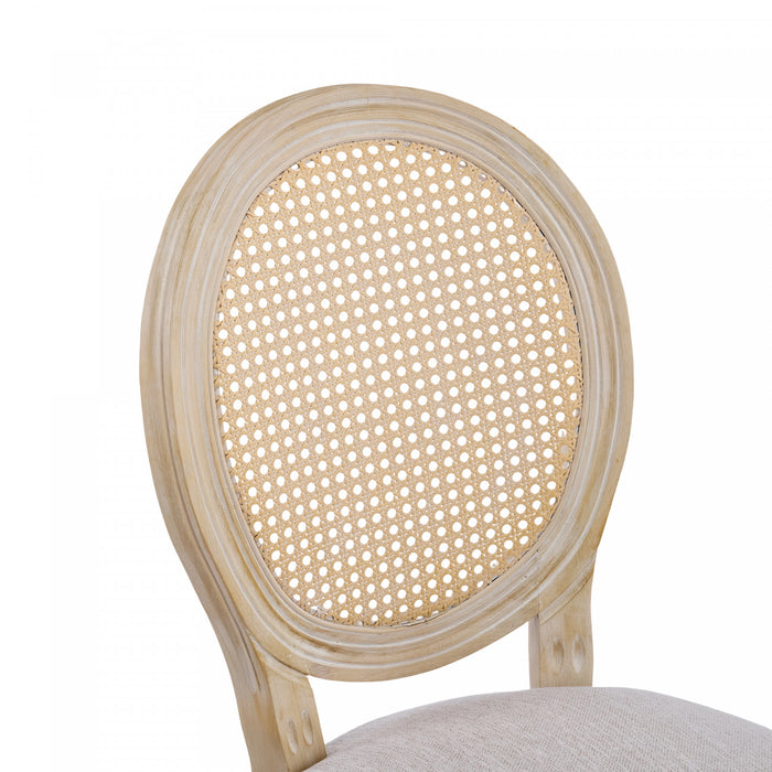 Ethan Solid Wood Rubberwood Dining Chair Set of 2 Pieces with Upholstered Seat,Beige