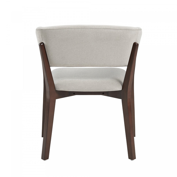 Blake Modern Wood Faux Mohair Armchair in Greige
