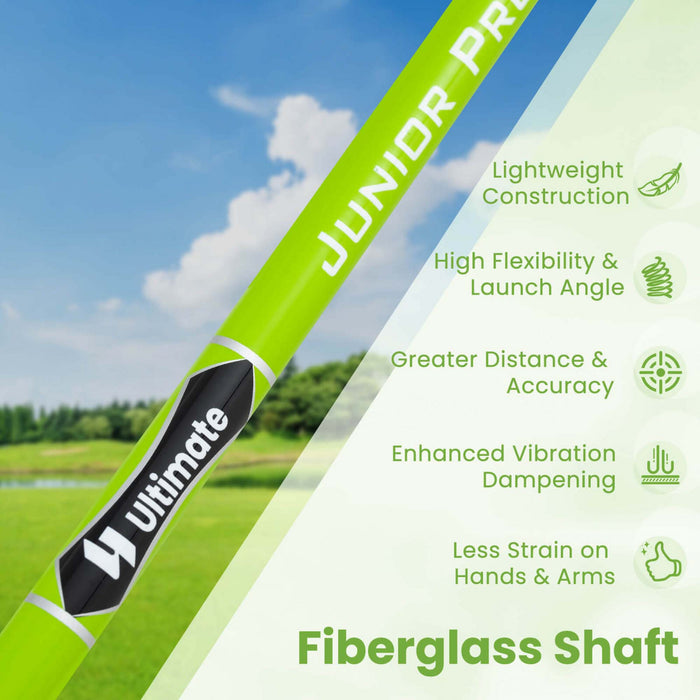 Ultimate Junior #7 Iron For Kids With Fiberglass Shaft & Headcover Junior Practice Golf Club Green