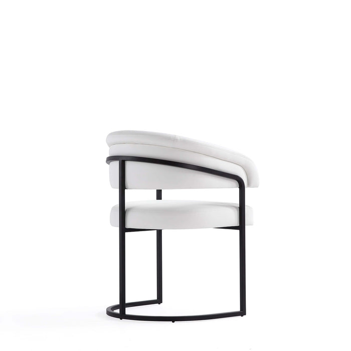 Augusta Modern Metal Vegan Leather Dining Chair in White