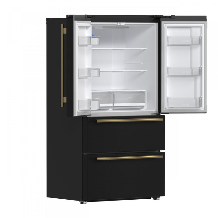 Forno Espresso Moena 36-inch French Door Refrigerator in Black, 19.2 cu.ft. - FFRBI1820-36BLK