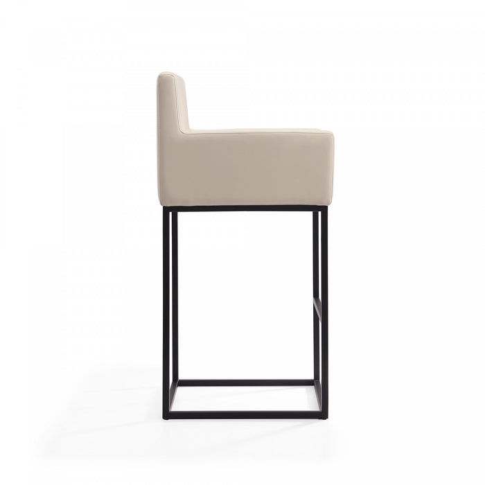 Ambassador Mid-Century Modern Metal Upholstered Counter Stool in Cream - Set of 2 Bar Stool
