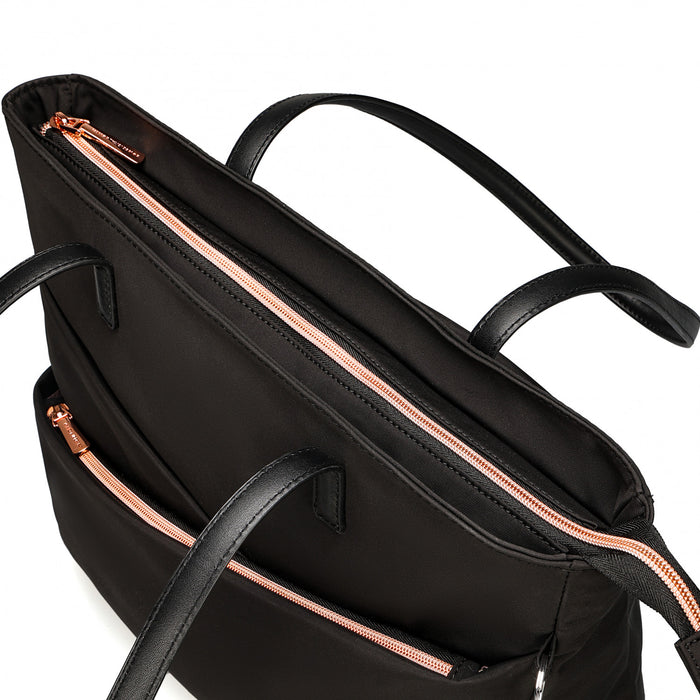 Swissdigital KATY Rose Tote Bag – 16\" Laptop, USB Charging, LED Light, RFID Protection, Water-Repellent, Multi-Pockets