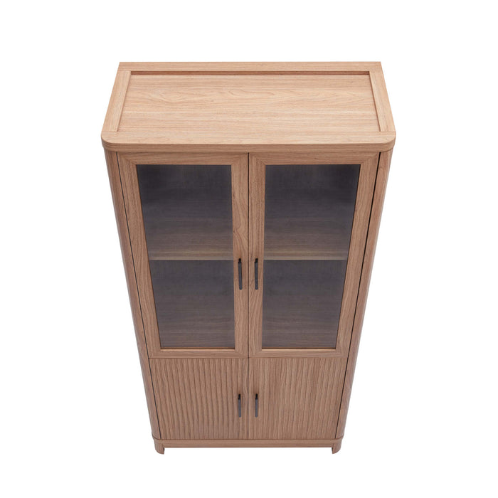 Jodie Mid-Century Modern 31\" Bookcase Cabinet in Maple (6-Shelf)