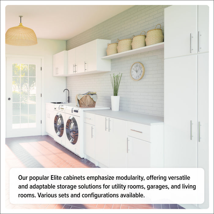 Elite Deep Storage Cabinet with Fixed & Adjustable Shelves - White