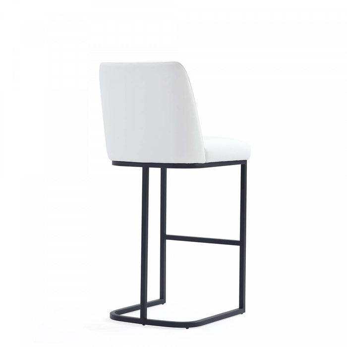 Serena Modern Metal Upholstered Barstool in White Armoire