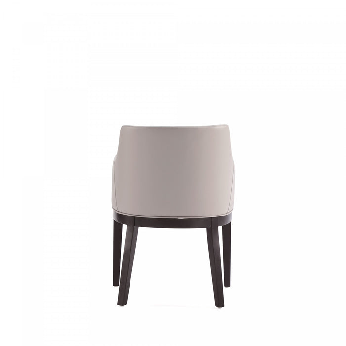 Gansevoort Modern Wood Vegan Leather Armchair in Light Gray - Set of 2