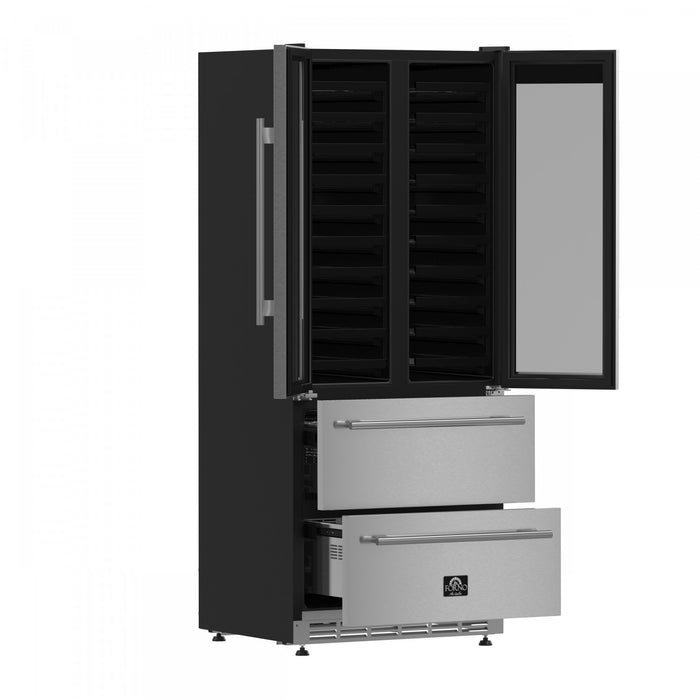 Forno Campania 32\" Wine Cooler, Stainless Steel, Dual Wine Zones,17.7 cu.ft - FWCDR6635-32S