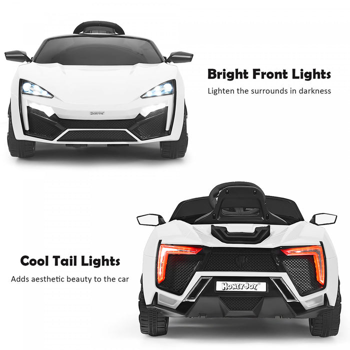 Costway 12v Kids Ride On Car 2.4g Rc Electric Vehicle W/ Lights Mp3 Openable Doors White