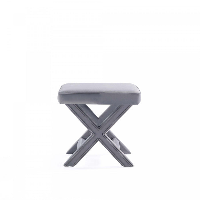 Abigail Mid-Century Modern Upholstered Velvet Accent Bench in Gray