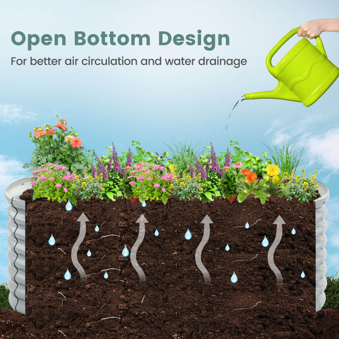 Costway 2 Pcs Raised Garden Bed Kit Planter Raised Garden Boxes Outdoor 65\" X 32\" X 24\" Gray