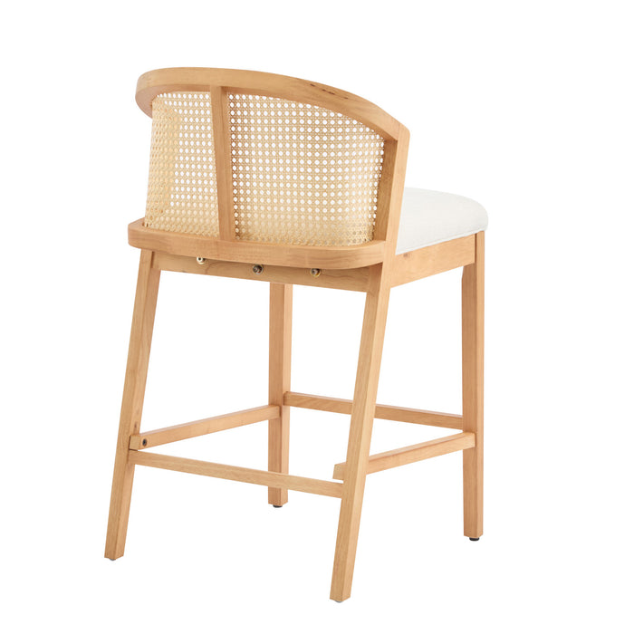 Tatti Rubber Wood Counter Stools with Cane Back Set of 4,Beige
