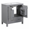 Harper 30 Inch Bathroom Vanity with Ceramic Sink and Smart Storage Cabinet, Grey | Harper Meuble de salle de bain 30 pouces avec vasque en ceramique et armoire de rangement intelligent, Gris