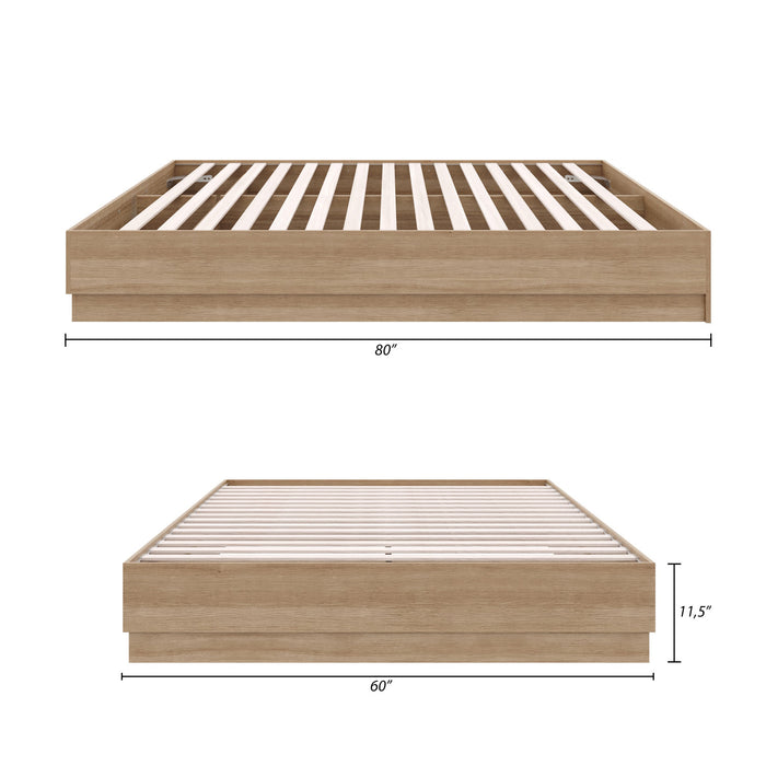Nordika Milano Platform Queen Bed - Brown Oak