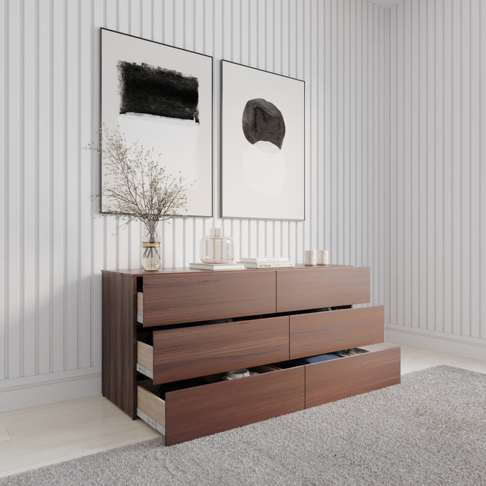 Nordika James 6-Drawer Dresser - Walnut
