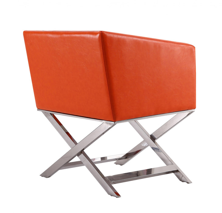 Hollywood Contemporary Vegan Leather Accent Armchair in Orange - Set of 2