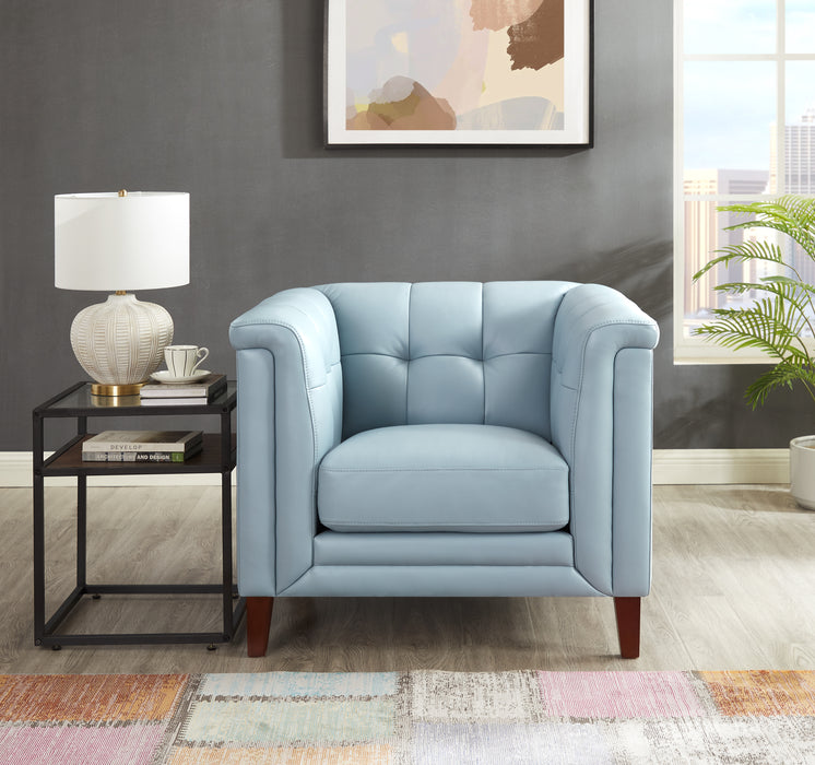 Hydeline Bodie Leather Chair - Spa Blue