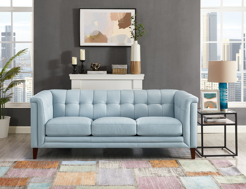 Hydeline Bodie Leather Sofa - Spa Blue