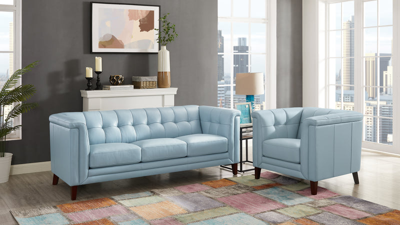 Hydeline Bodie Leather Sofa - Spa Blue