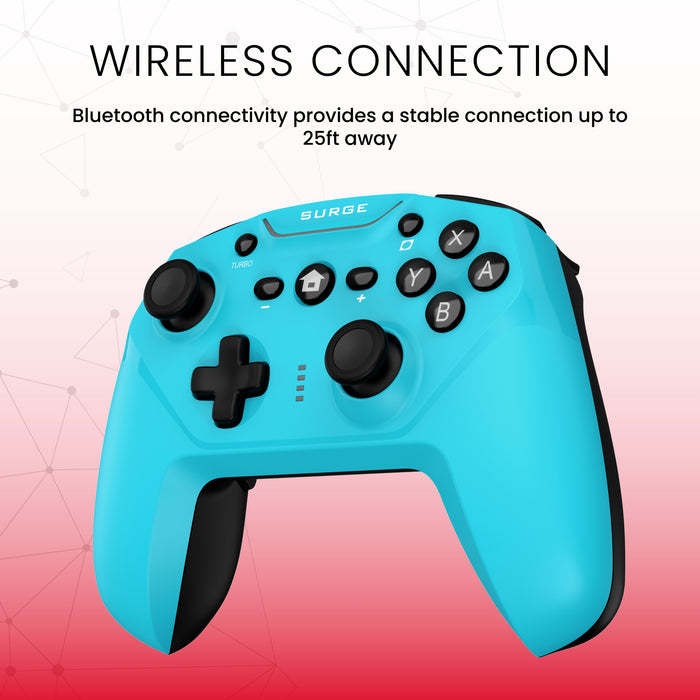 Surge Nintendo Switch Wireless Pro Neon Blue Controller