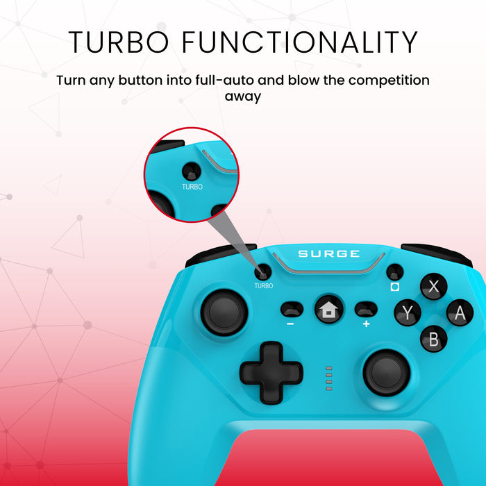 Surge Nintendo Switch Wireless Pro Neon Blue Controller