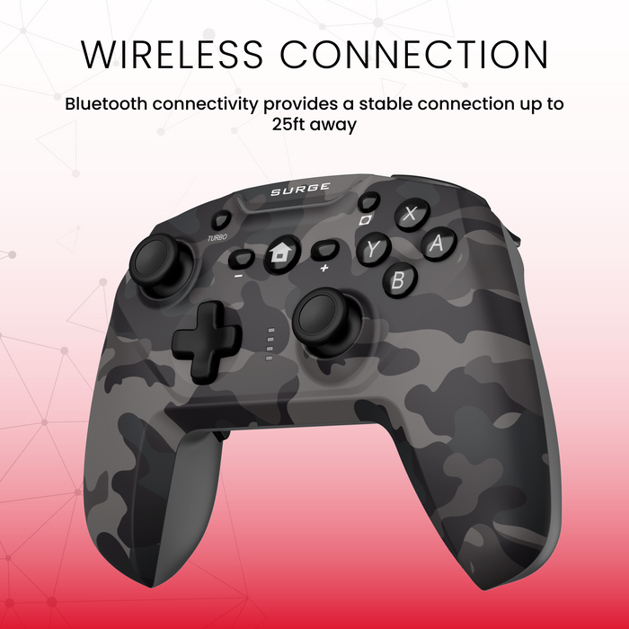 Surge Nintendo Switch Wireless Pro Grey Camo Controller