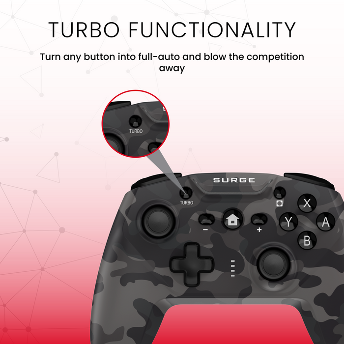 Surge Nintendo Switch Wireless Pro Grey Camo Controller