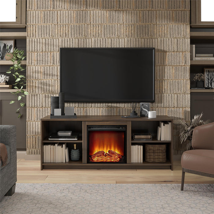 Ameriwood Home Mainstays Courtland Electric Fireplace TV Stand for TVs up to 65\" - Walnut