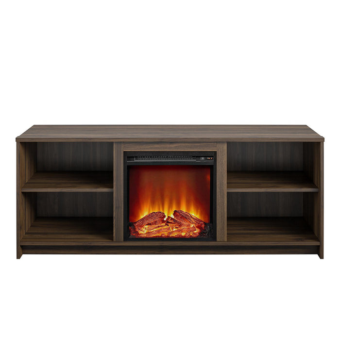 Ameriwood Home Mainstays Courtland Electric Fireplace TV Stand for TVs up to 65\" - Walnut