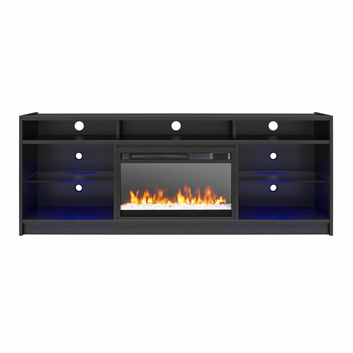 Ameriwood Home Luna Electric Fireplace TV Stand for TVs up to 65\" - Black Oak